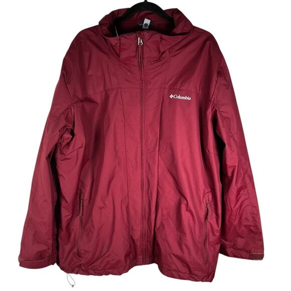 Columbia Omni-Heat Interchange Size 3X Burgundy Rain Jacket Light Weight - Picture 1 of 12